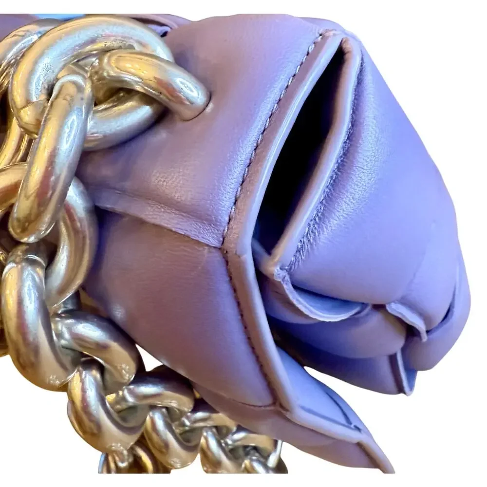 Bottega Veneta Lavender‎ Cassette Leather Bag Heavy Chain Purple Authentic CoA
